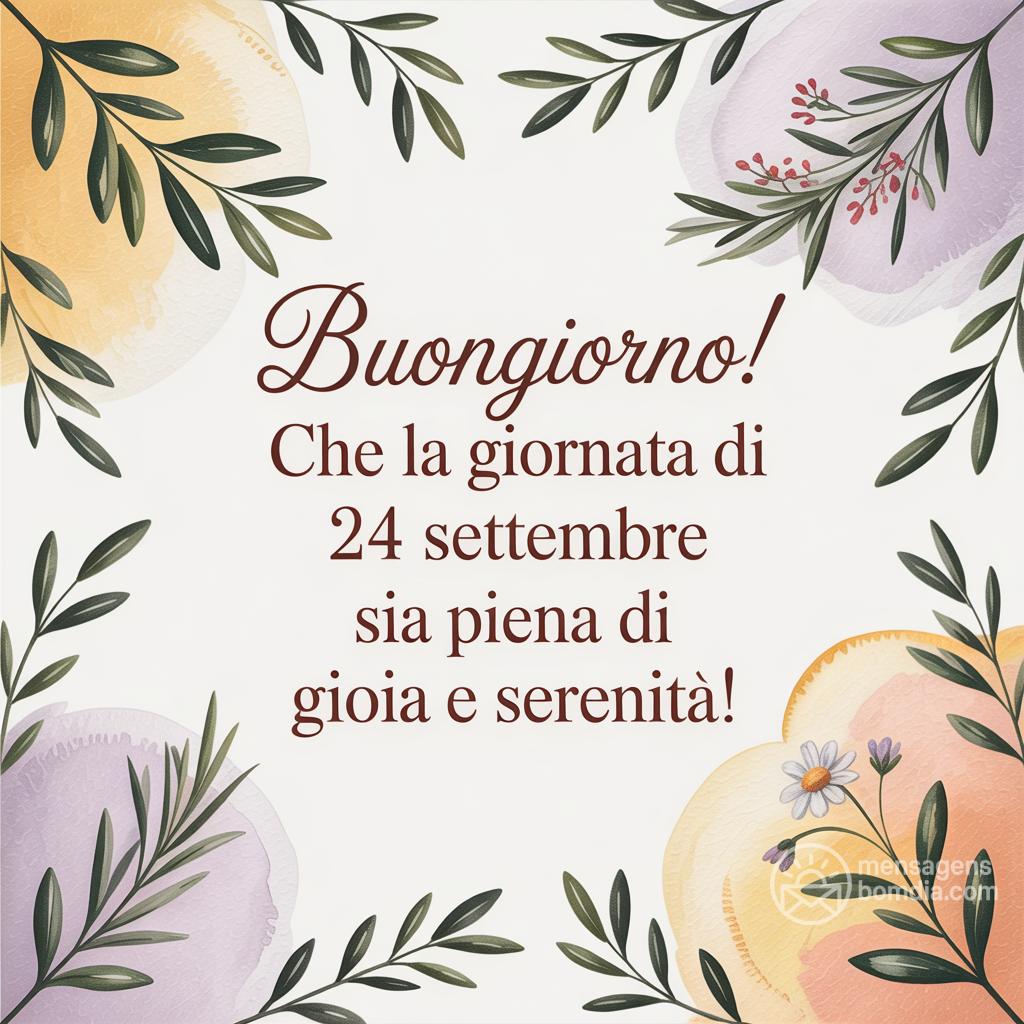 Buongiorno! Che la giornata di  24 Settembre  sia piena di gioia e serenità!
