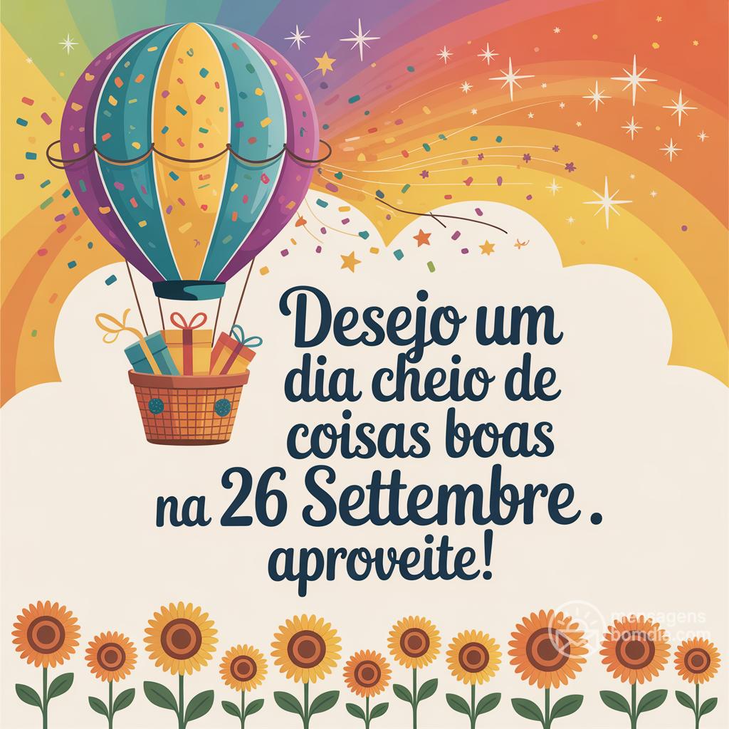 Desejo um dia cheio de coisas boas na  26 settembre .  Aproveite!