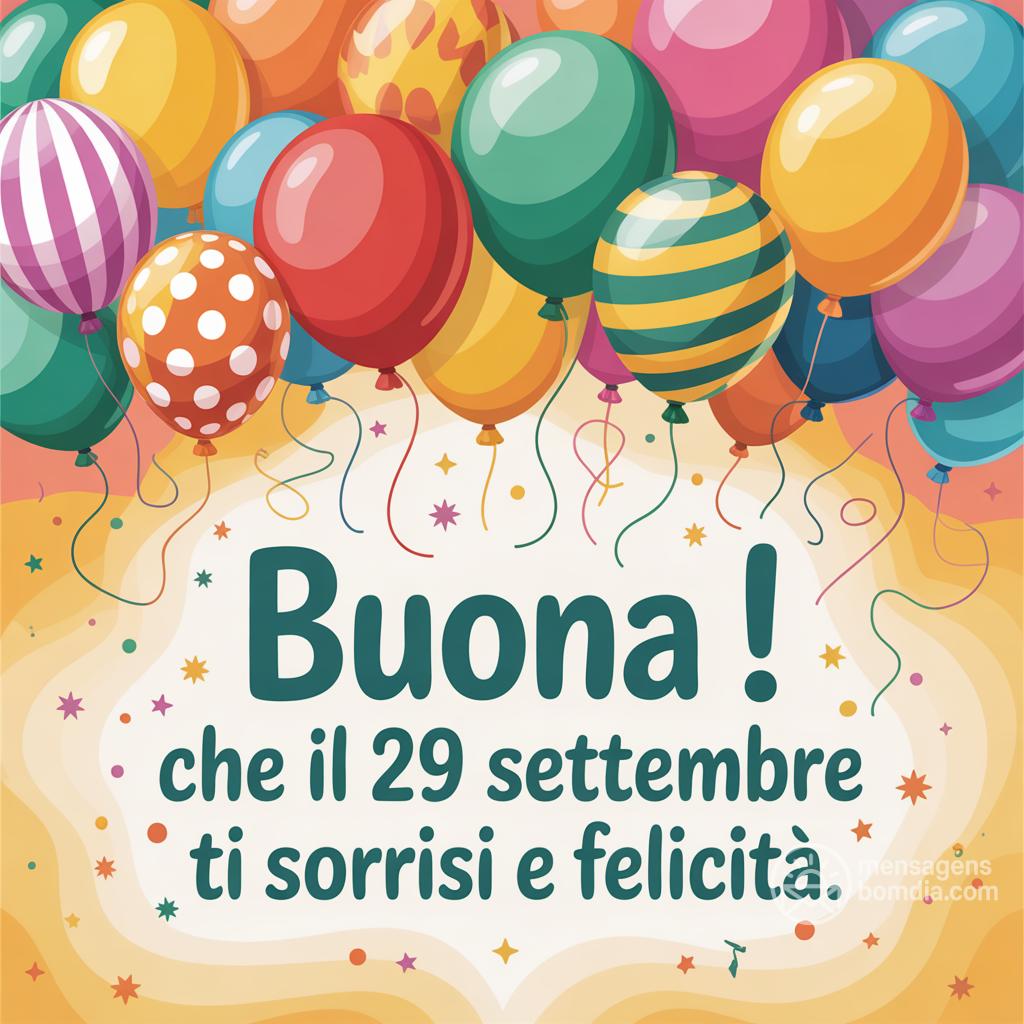 Buona ! Che il 29 settembre  ti porti sorrisi e felicità.