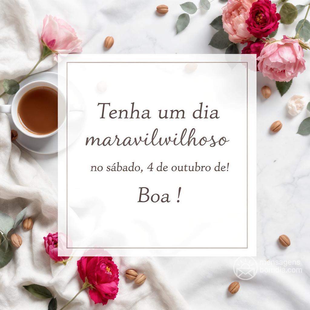 Tenha um dia maravilhoso no sábado, 4 de outubro de ! Boa !