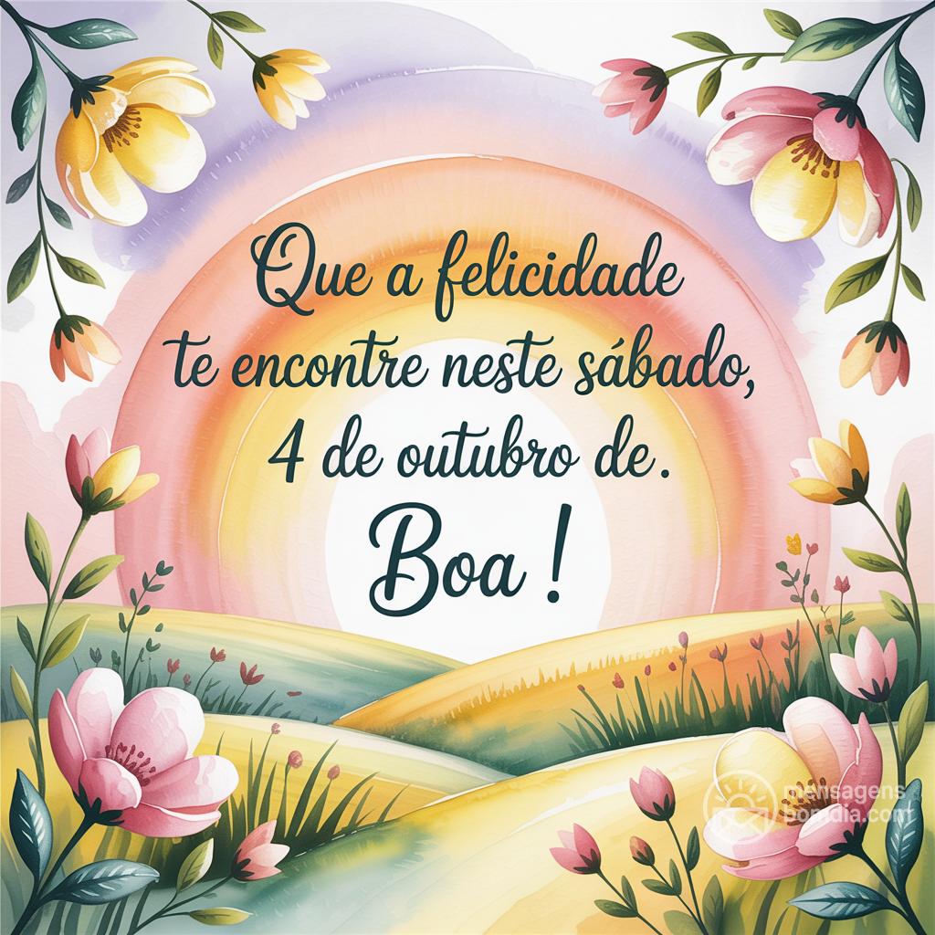 Que a felicidade te encontre neste sábado, 4 de outubro de . Boa !