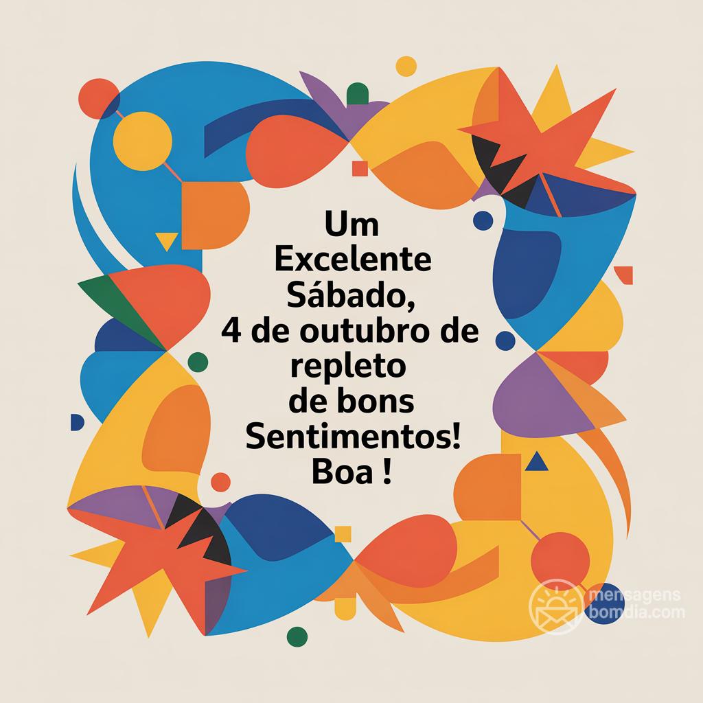 Um excelente sábado, 4 de outubro de , repleto de bons sentimentos! Boa !