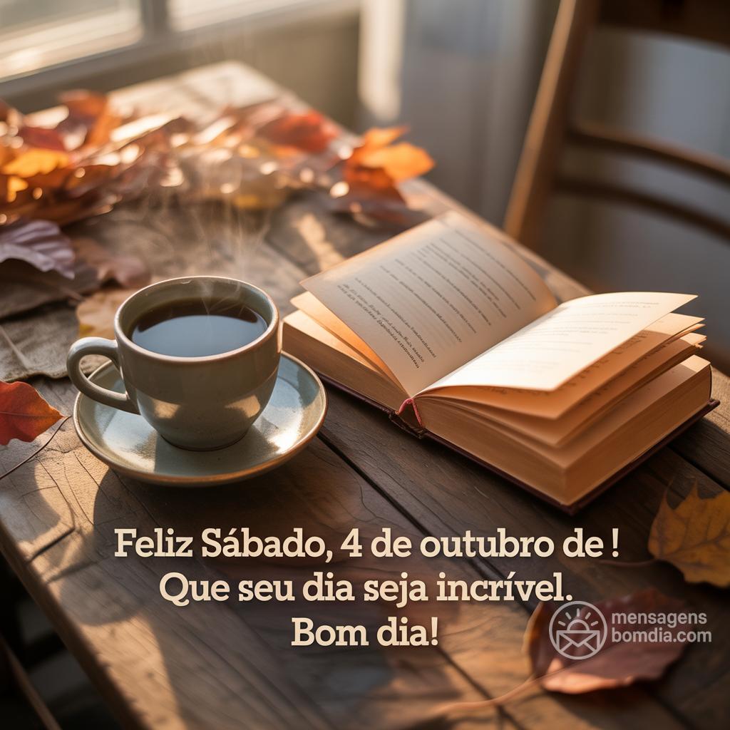 Feliz sábado, 4 de outubro de ! Que seu dia seja incrível. Bom dia!