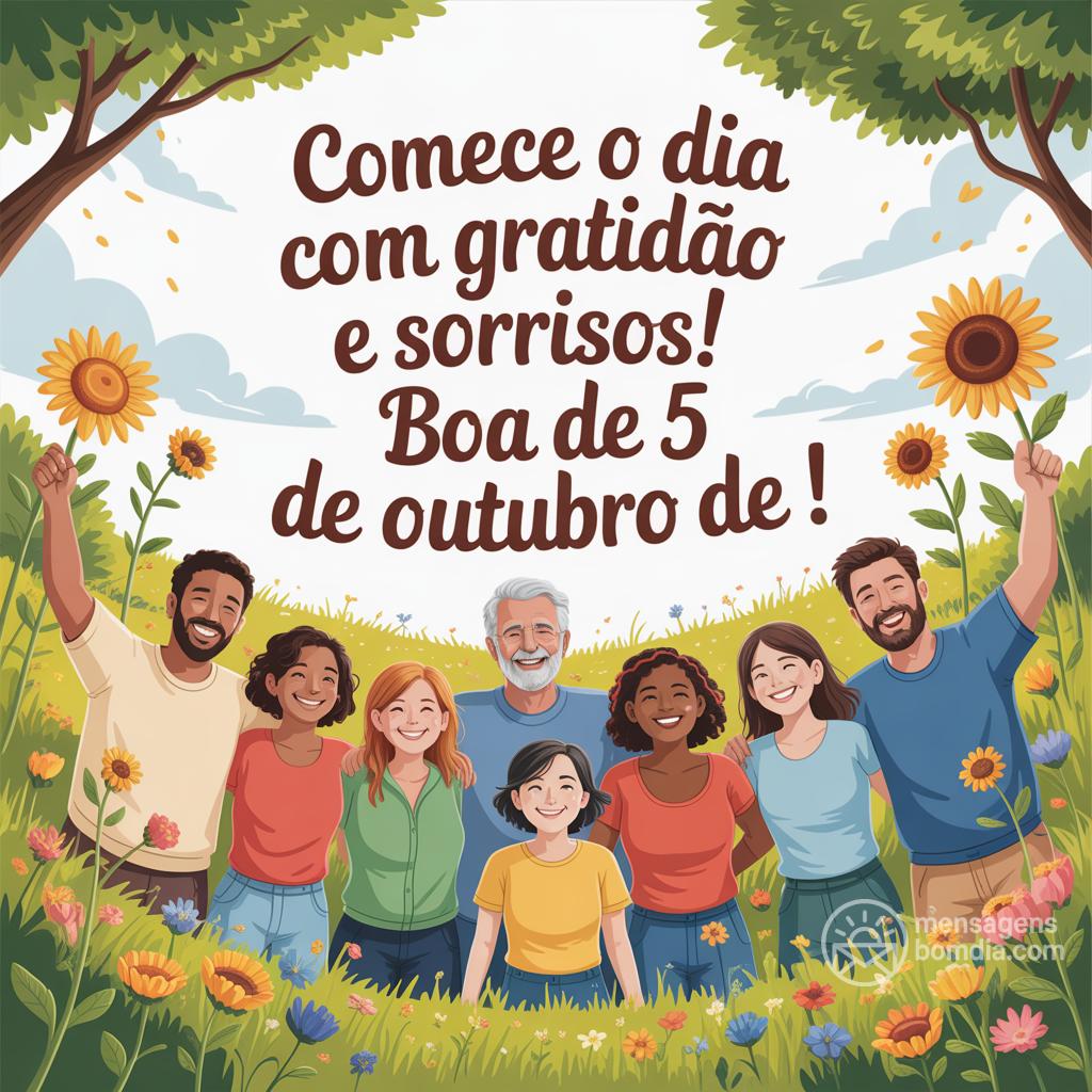 Comece o dia com gratidão e sorrisos! Boa  de 5 de outubro de !