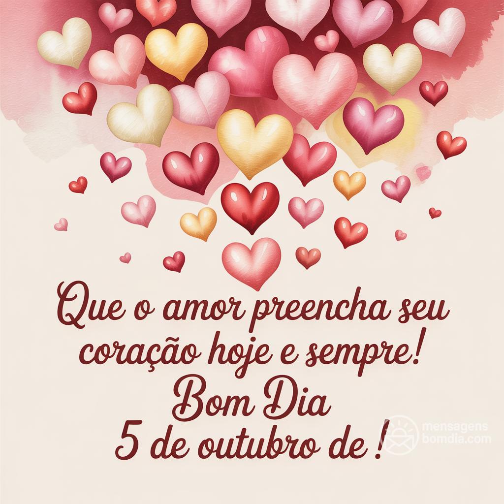Que o amor preencha seu coração hoje e sempre! Bom dia 5 de outubro de !