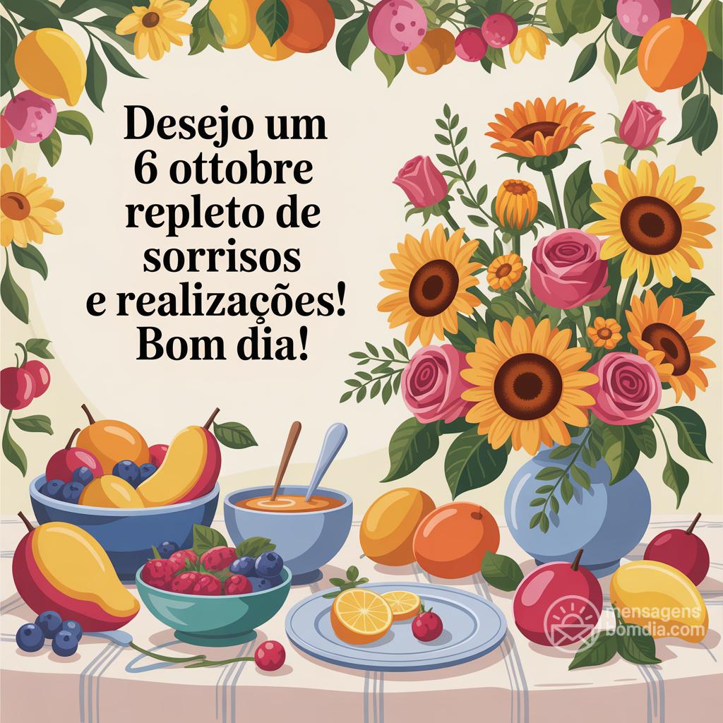 Desejo um  6 ottobre  repleto de sorrisos e realizações! Bom dia!
