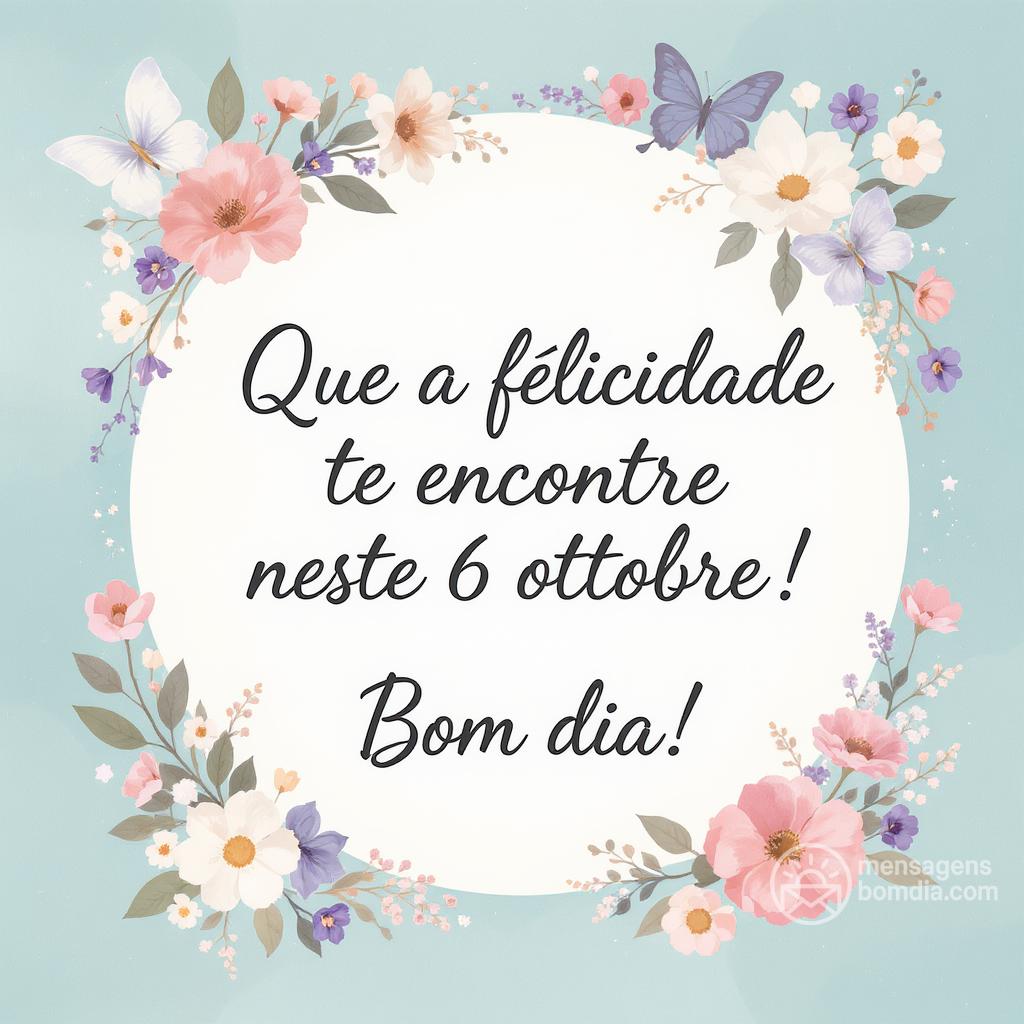 Que a felicidade te encontre neste  6 ottobre ! Bom dia!