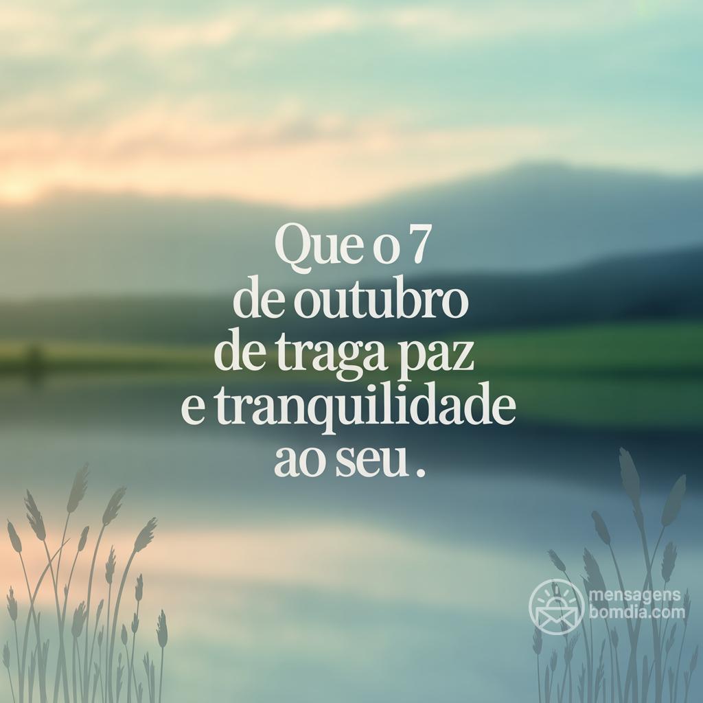 Que o 7 de outubro de  traga paz e tranquilidade ao seu .