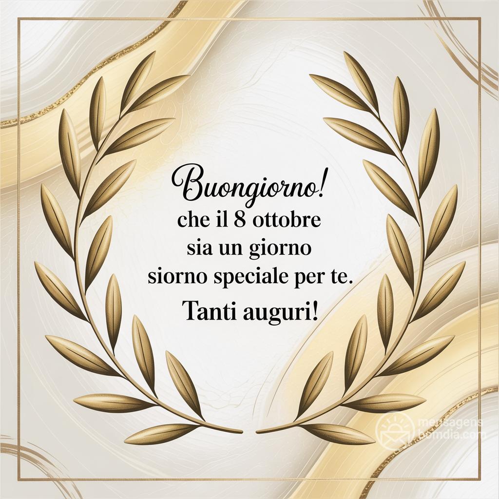 Buongiorno! Che il 8 ottobre  sia un giorno speciale per te. Tanti auguri!