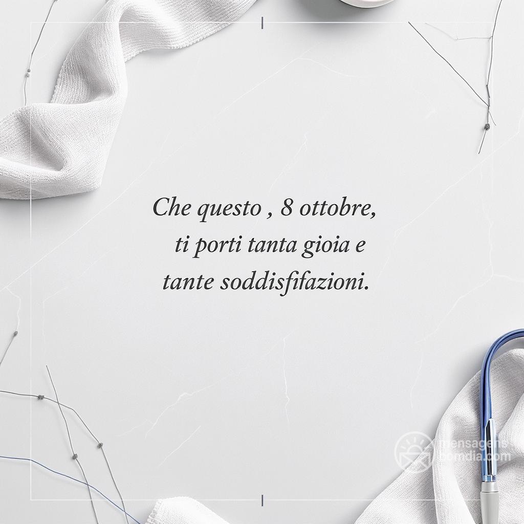 Che questo , 8 ottobre , ti porti tanta gioia e tante soddisfazioni.