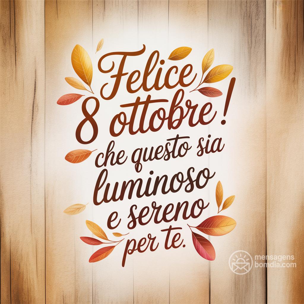 Felice 8 ottobre ! Che questo  sia luminoso e sereno per te.