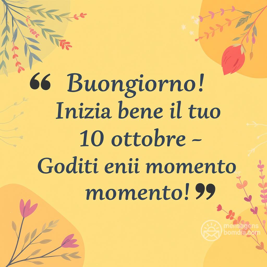 Buongiorno! Inizia bene il tuo  10 ottobre . Goditi ogni momento!