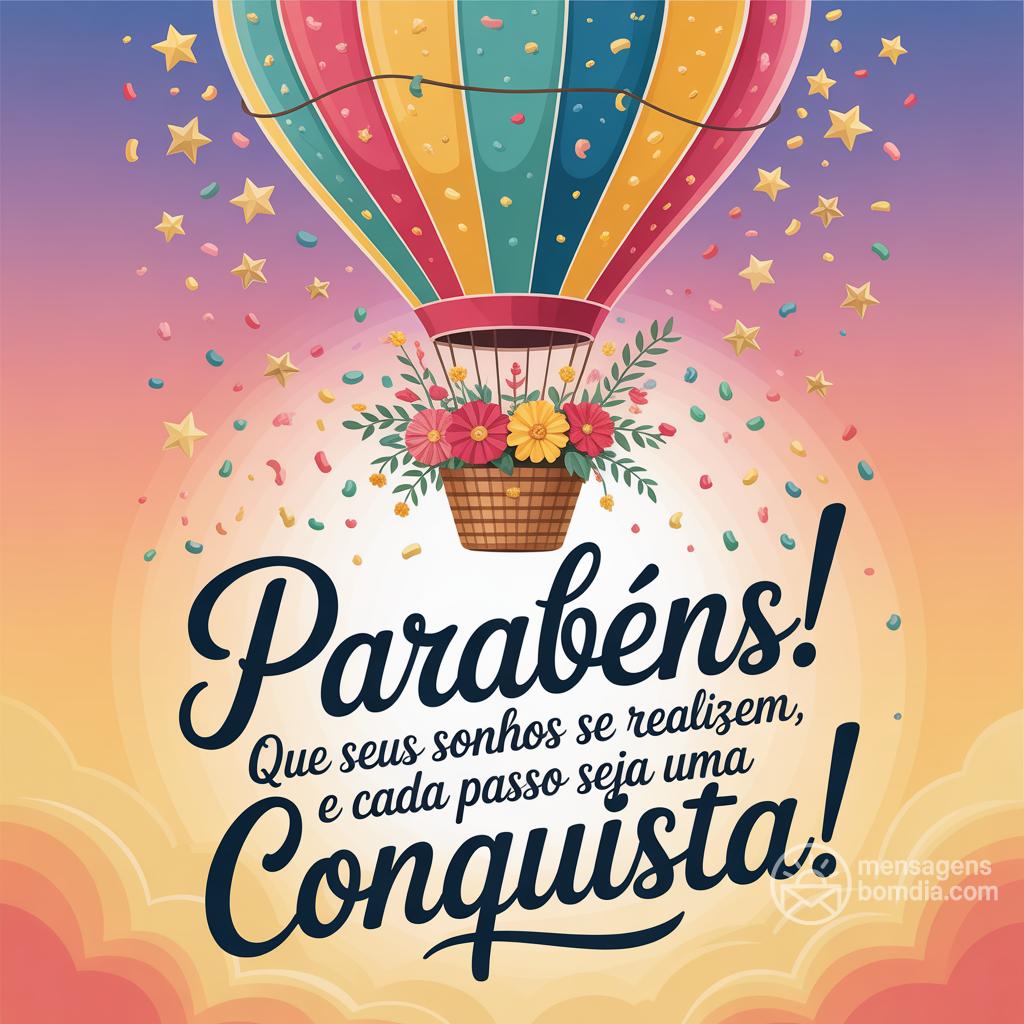 Parabéns! Que seus sonhos se realizem, e cada passo seja uma conquista!