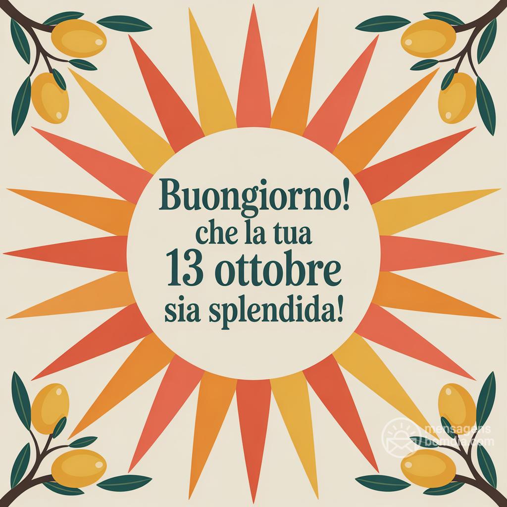 Buongiorno! Che la tua  13 ottobre  sia splendida!
