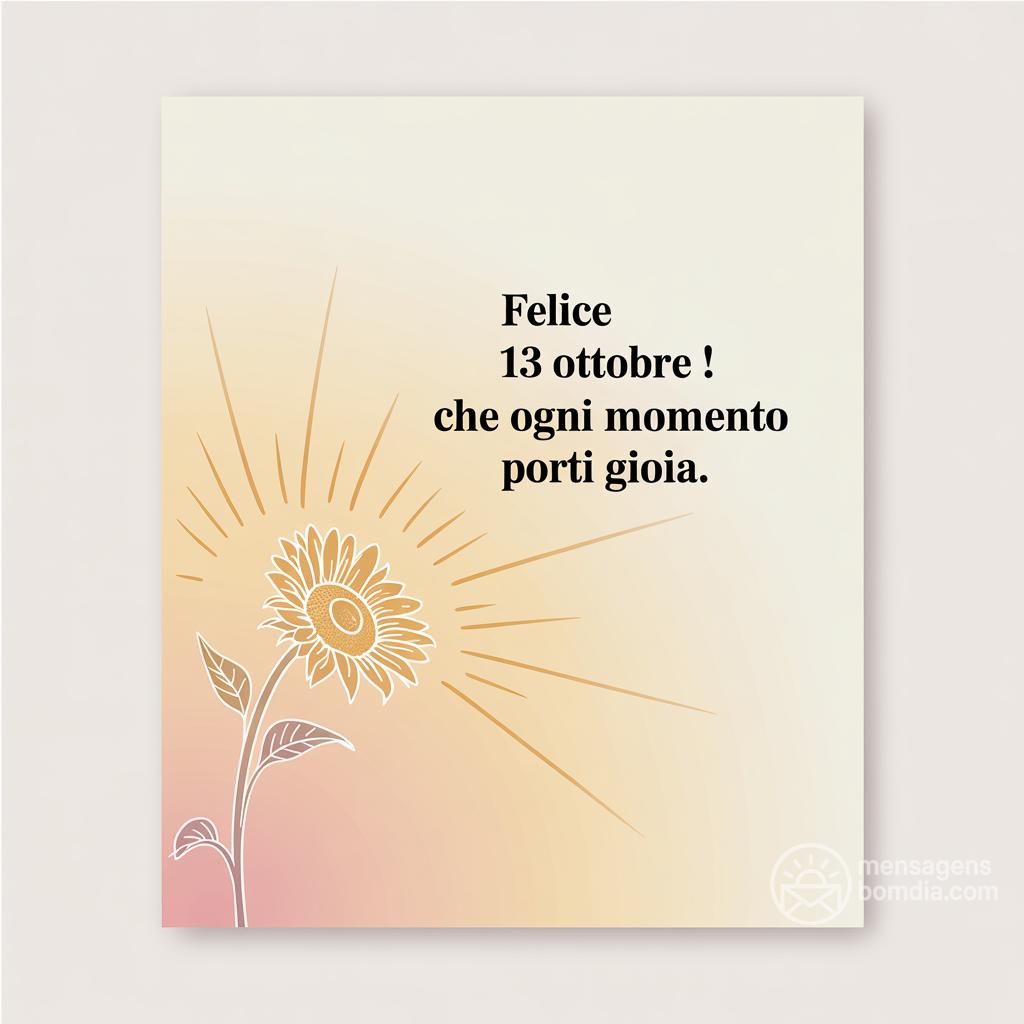 Felice  13 ottobre ! Che ogni momento porti gioia.