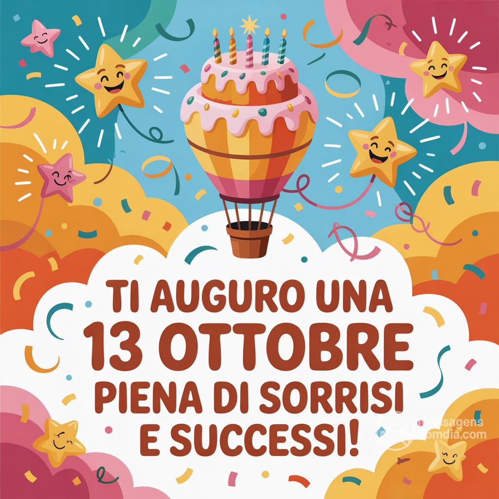Ti auguro una  13 ottobre  piena di sorrisi e successi!