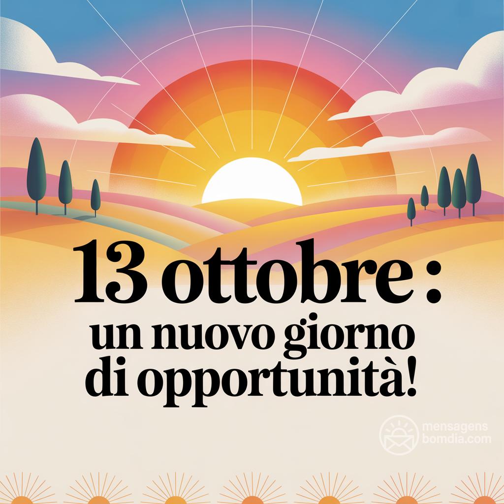 13 ottobre : Un nuovo giorno di opportunità!