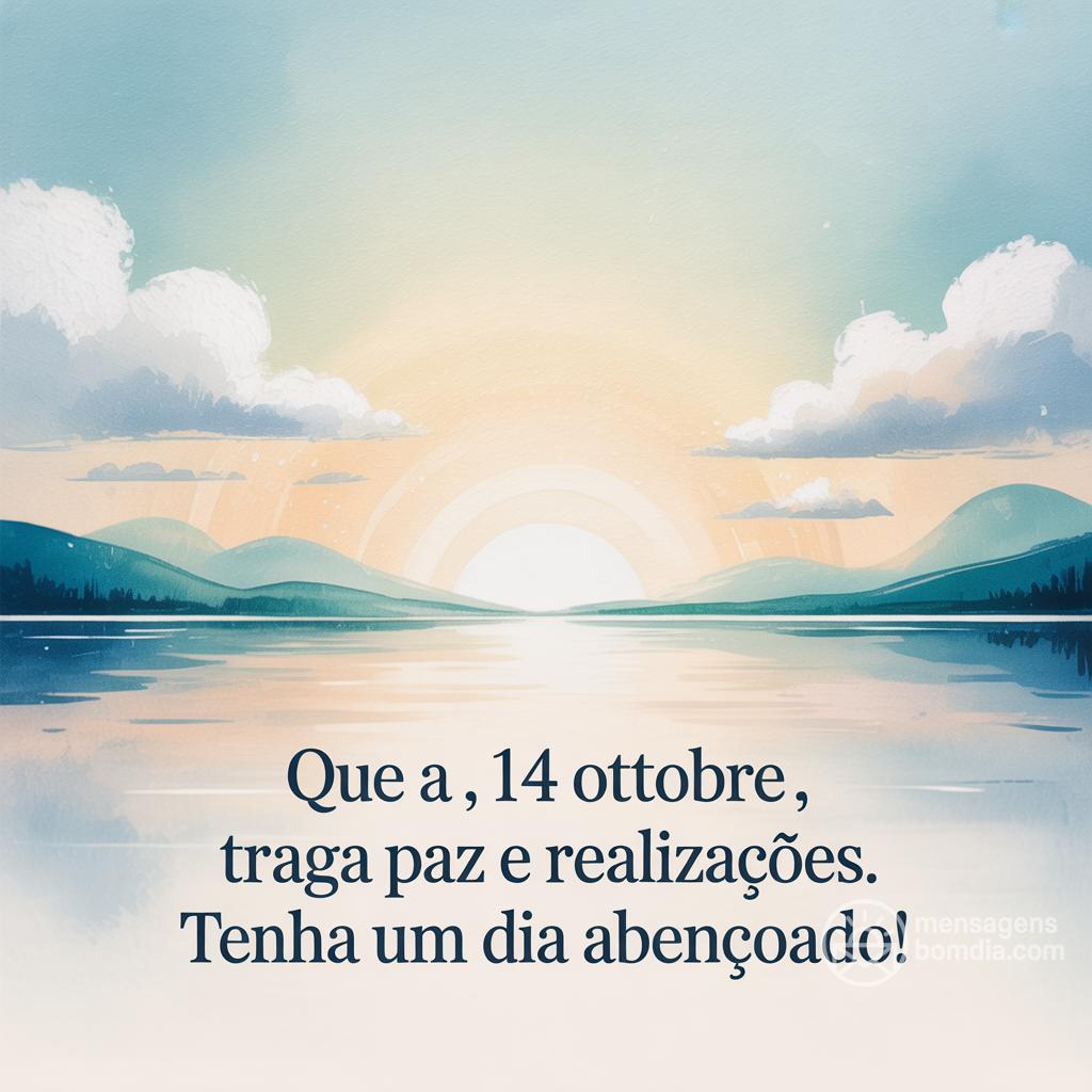 Que a , 14 Ottobre , traga paz e realizações. Tenha um dia abençoado!