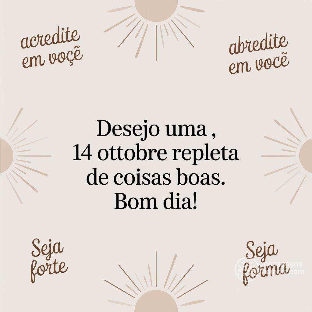 Desejo uma , 14 Ottobre  repleta de coisas boas. Bom dia!