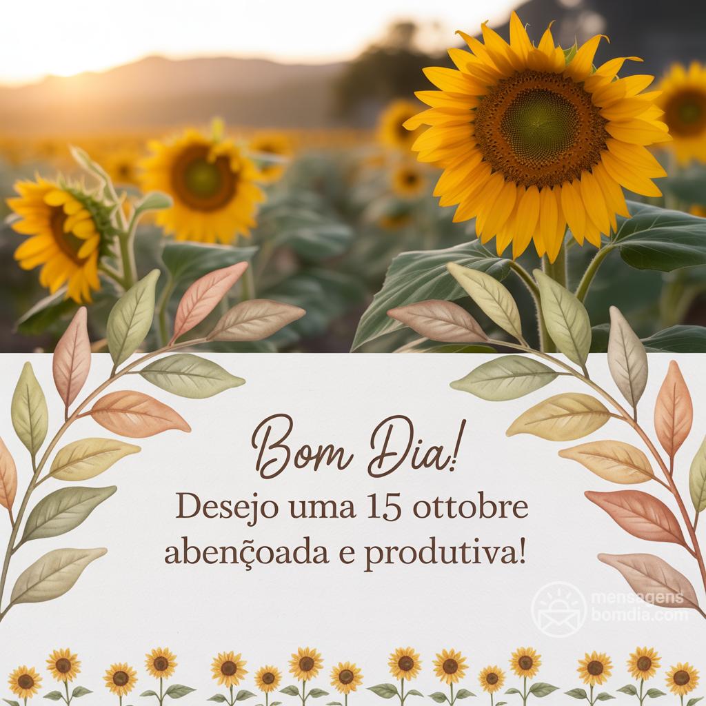 Bom dia! Desejo uma  15 ottobre  abençoada e produtiva!