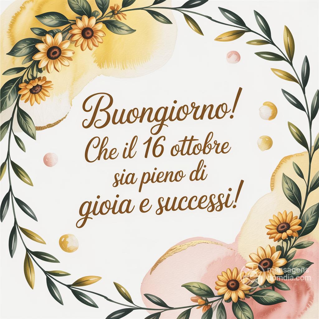 Buongiorno! Che il  16 ottobre  sia pieno di gioia e successi!