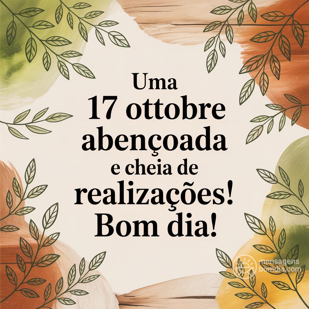 Uma  17 ottobre  abençoada e cheia de realizações! Bom dia!