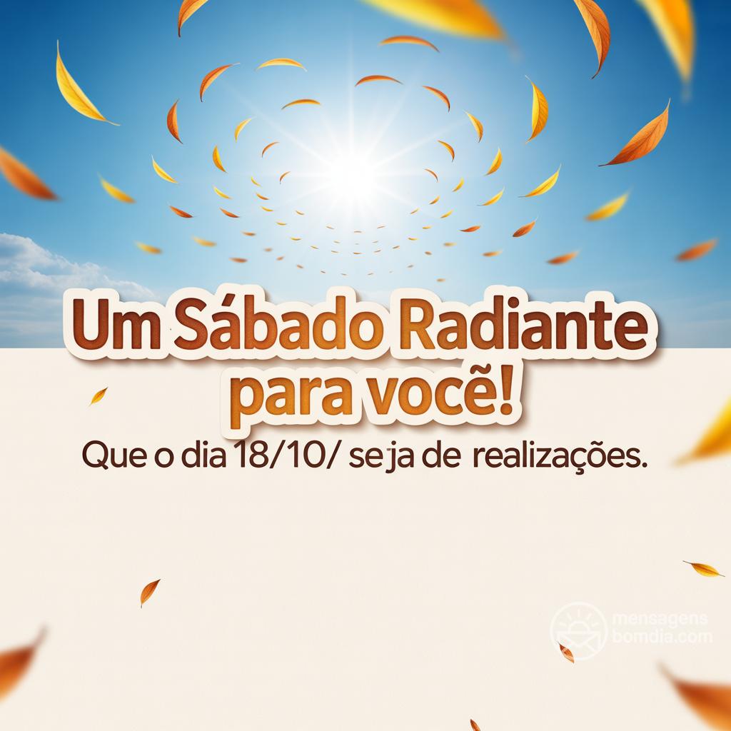 Um sábado radiante para você! Que o dia 18/10/ seja de realizações.