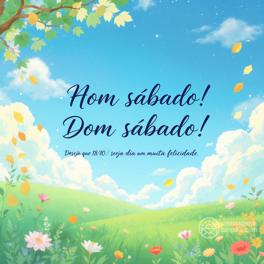Bom sábado! Desejo que 18/10/ seja um dia de muita felicidade.