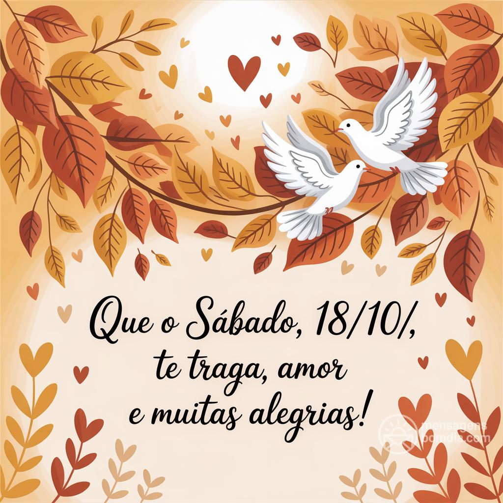 Que o sábado, 18/10/, te traga paz, amor e muitas alegrias!