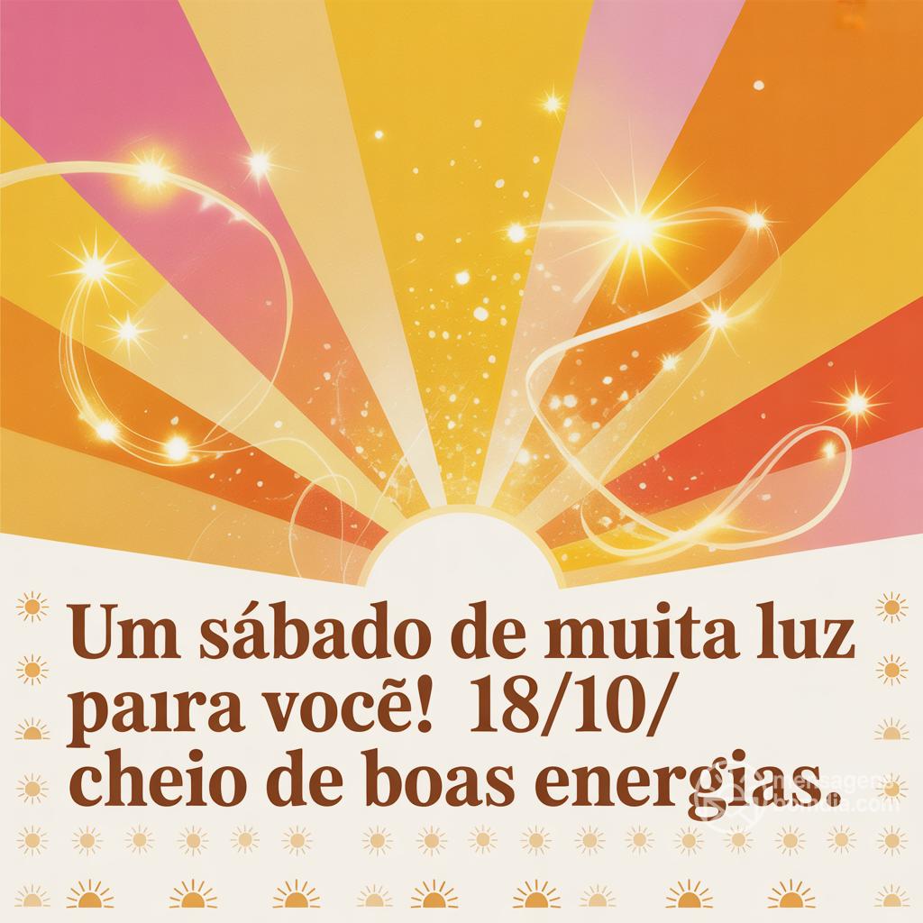 Um sábado de muita luz para você! 18/10/ cheio de boas energias.