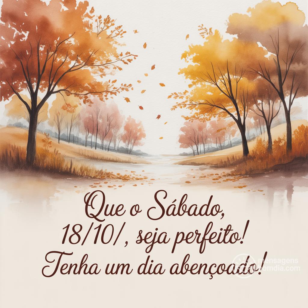 Que o sábado, 18/10/, seja perfeito! Tenha um dia abençoado!
