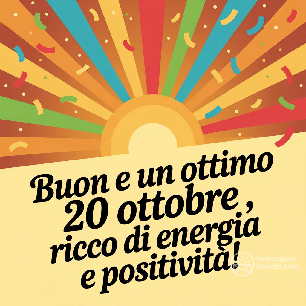 Buon  e un ottimo 20 ottobre , ricco di energia e positività!