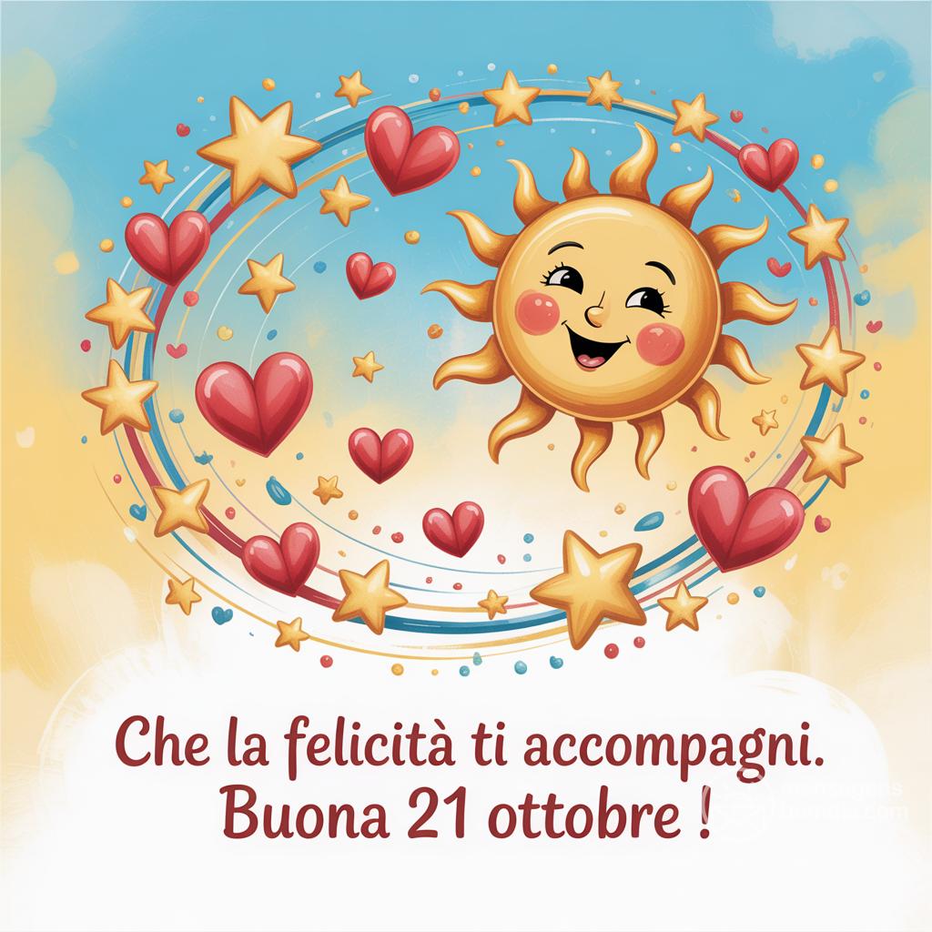 Che la felicità ti accompagni. Buona  21 ottobre !