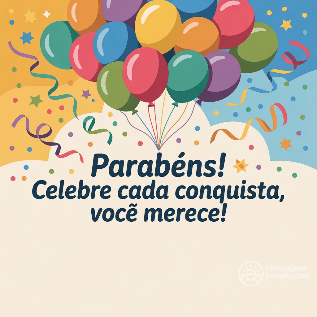 Parabéns! Celebre cada conquista, você merece!
