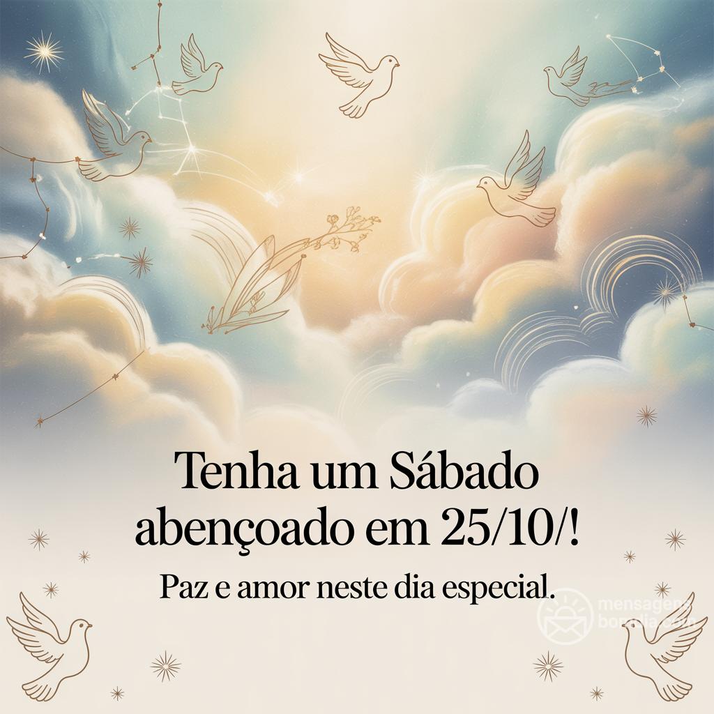 Tenha um sábado abençoado em 25/10/! Paz e amor neste dia especial.
