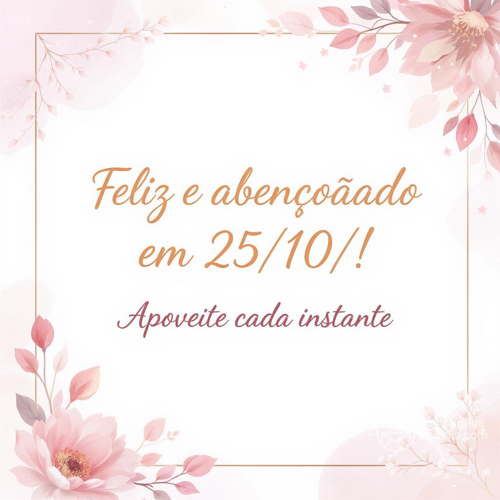Feliz e abençoado  em 25/10/! Aproveite cada instante.