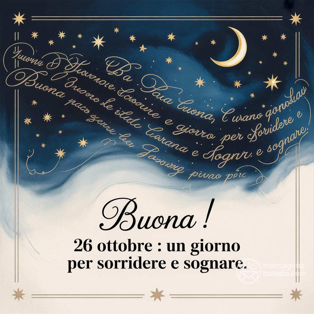 Buona ! 26 Ottobre : un giorno per sorridere e sognare.