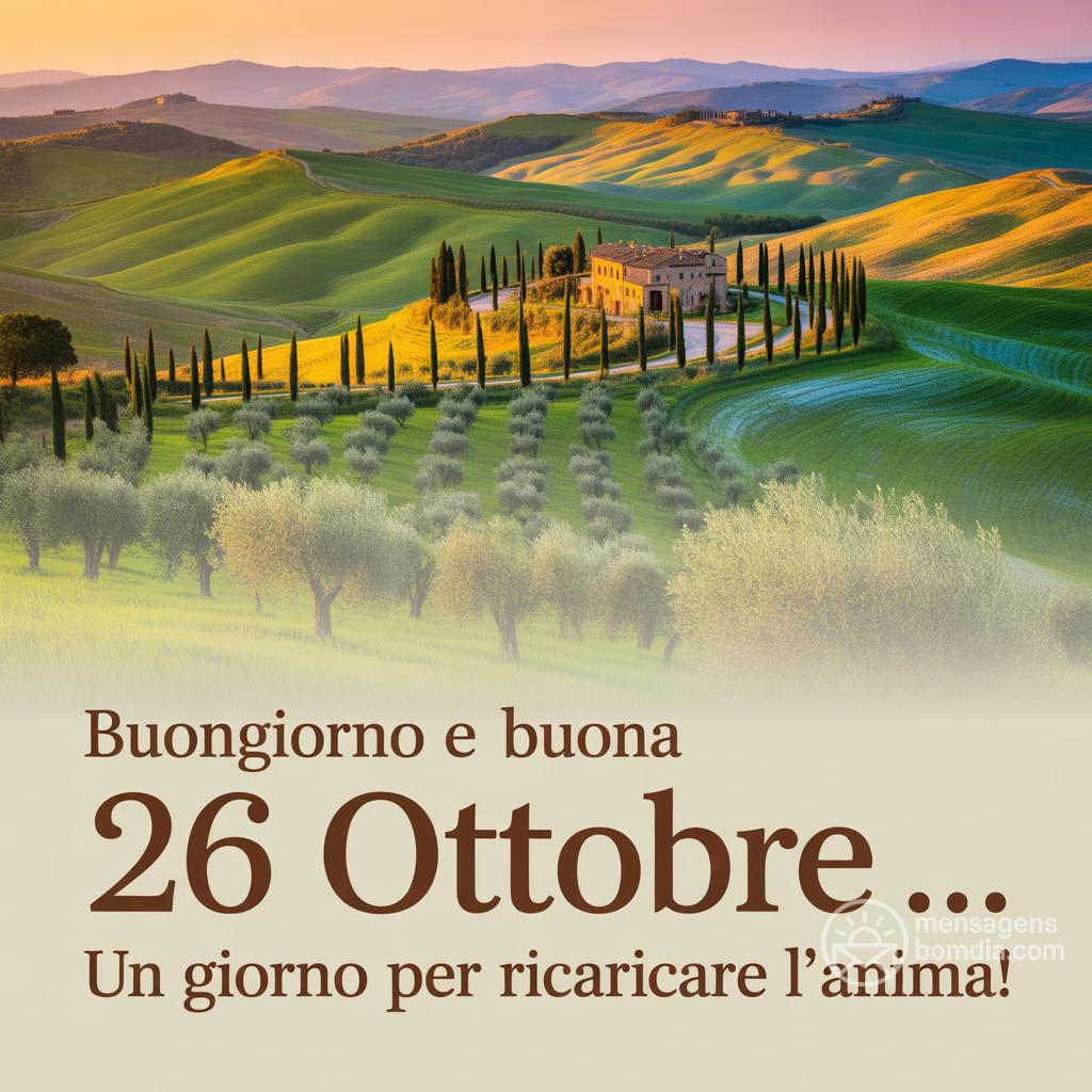Buongiorno e Buona  26 Ottobre . Un giorno per ricaricare l'anima!