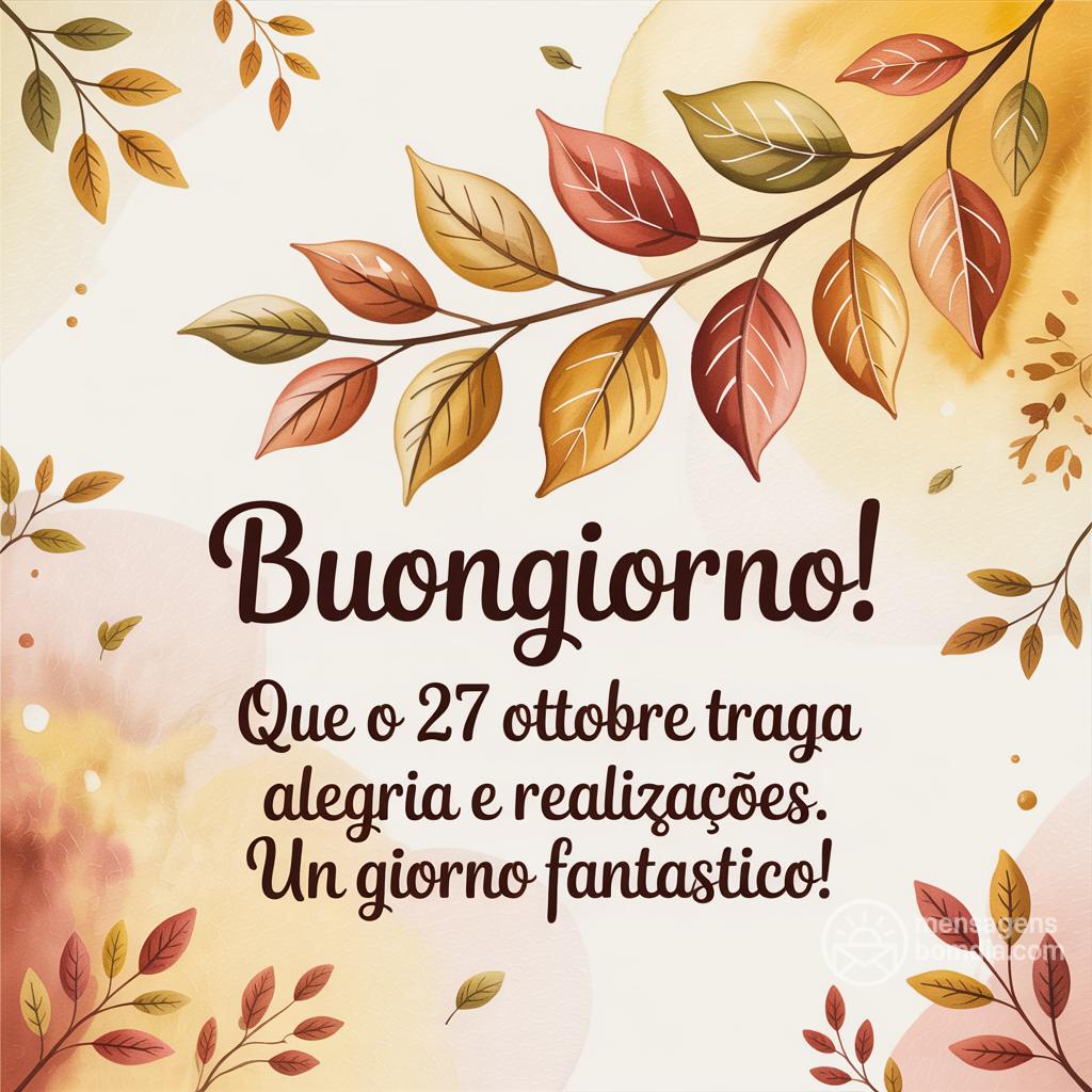 Buongiorno! Que o  27 ottobre  traga alegria e realizações. Un giorno fantastico!