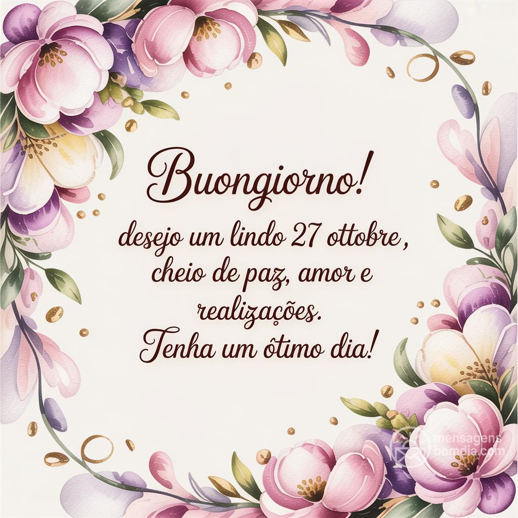 Buongiorno! Desejo um lindo  27 ottobre , cheio de paz, amor e realizações. Tenha um ótimo dia!
