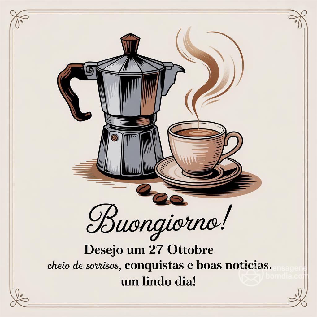 Buongiorno! Desejo um  27 ottobre  cheio de sorrisos, conquistas e boas notícias. Um lindo dia!