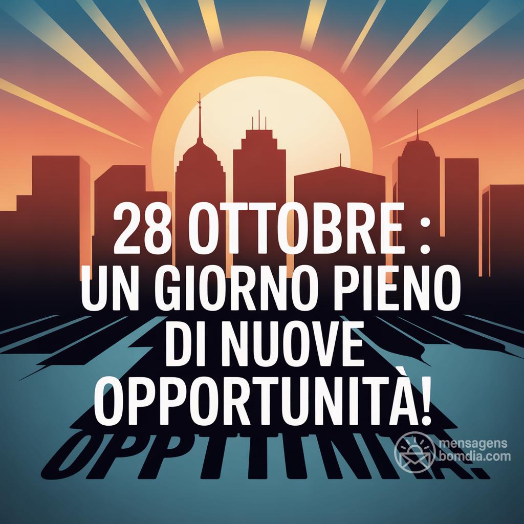 28 ottobre : un giorno pieno di nuove opportunità!