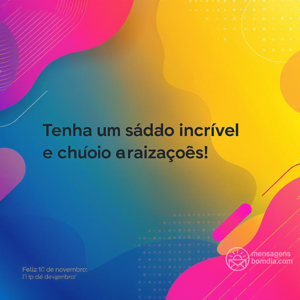 Tenha um sábado incrível e cheio de realizações! Feliz 1º de novembro!