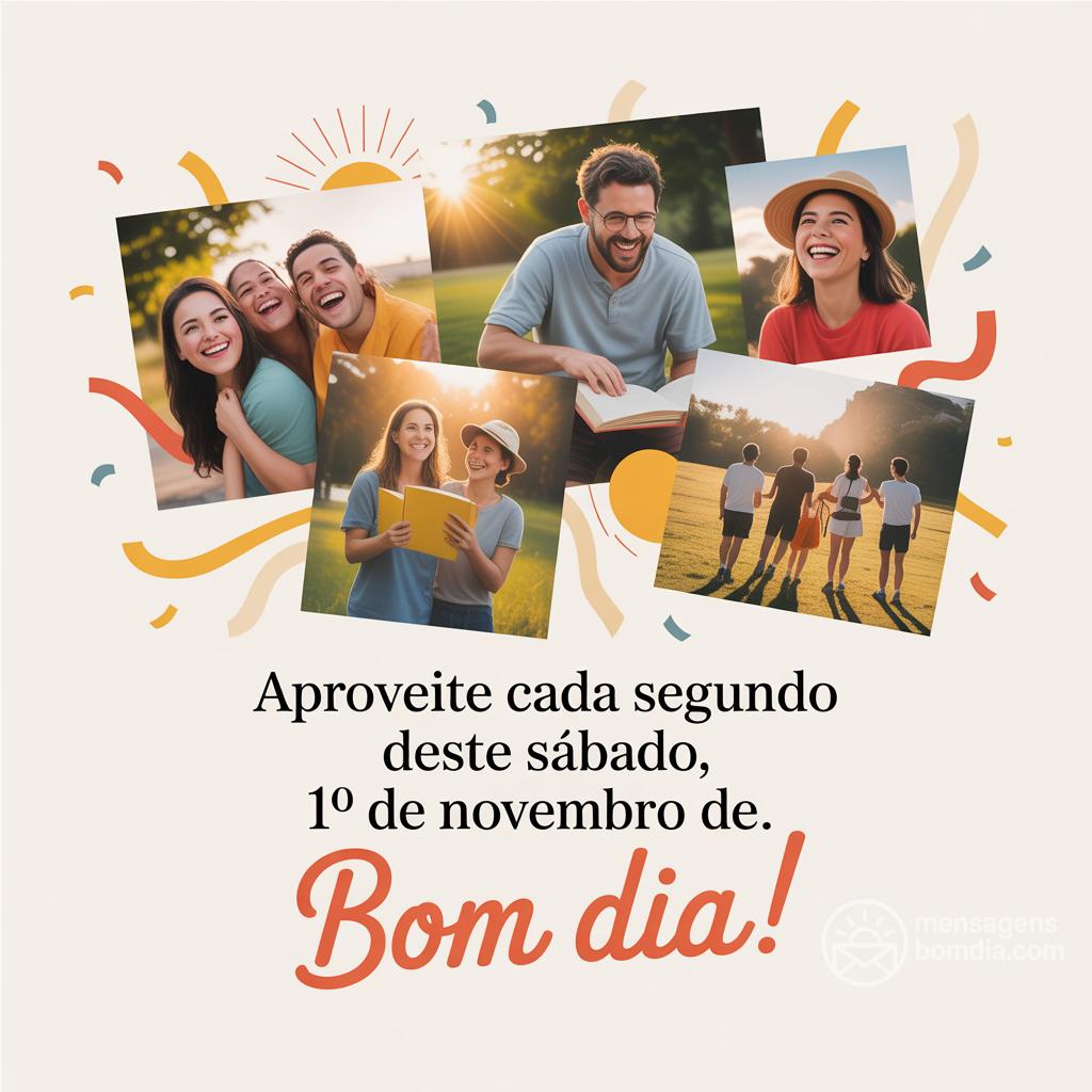 Aproveite cada segundo deste sábado, 1º de novembro de . Bom dia!