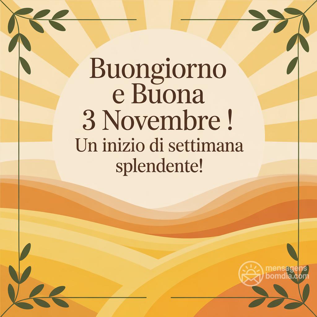 Buongiorno e buona  3 novembre ! Un inizio di settimana splendente!
