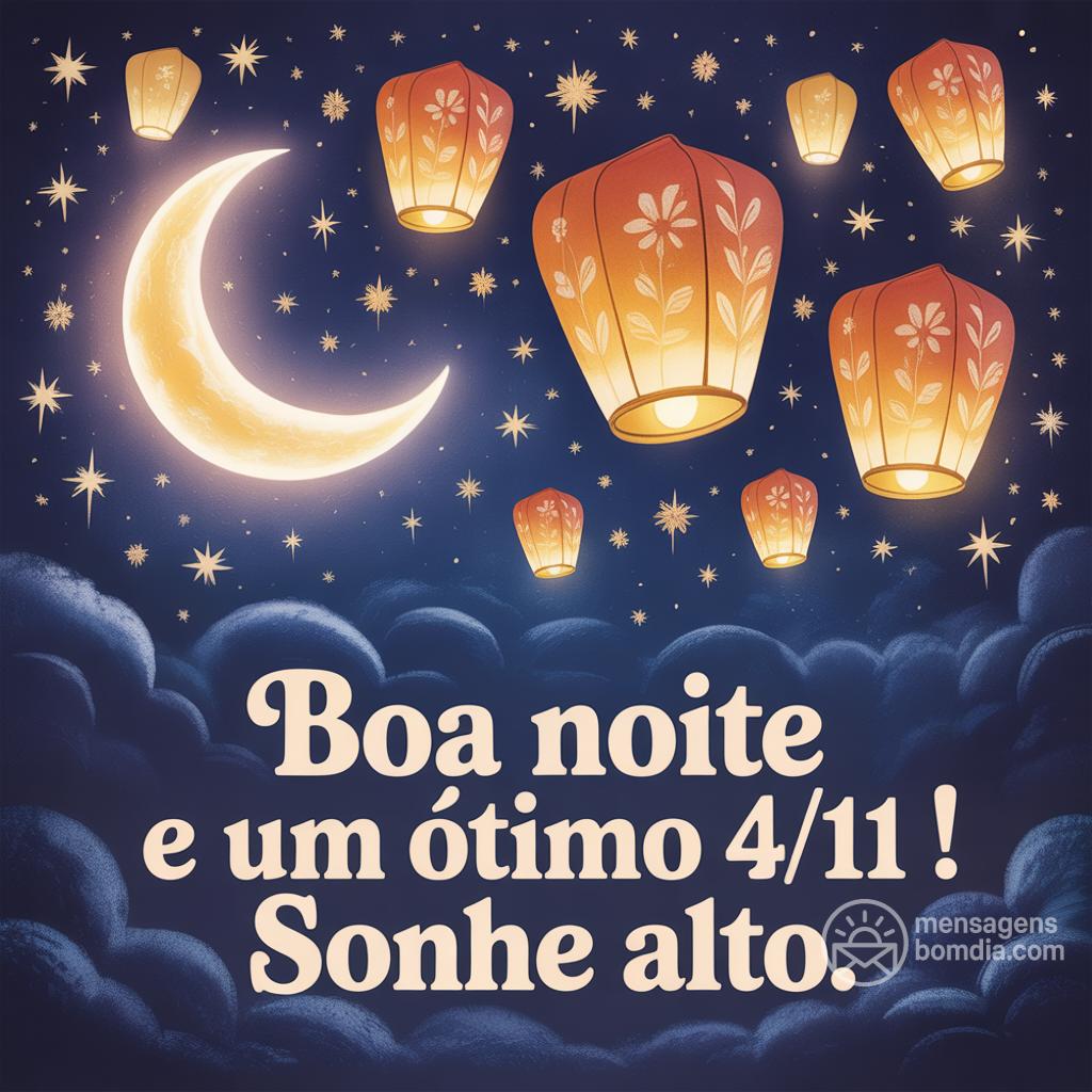 Boa noite e um ótimo  4/11/! Sonhe alto.