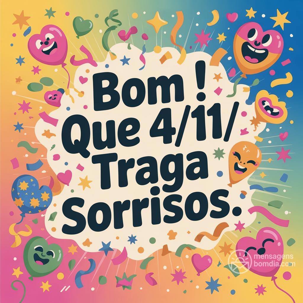 Bom ! Que 4/11/ traga sorrisos.