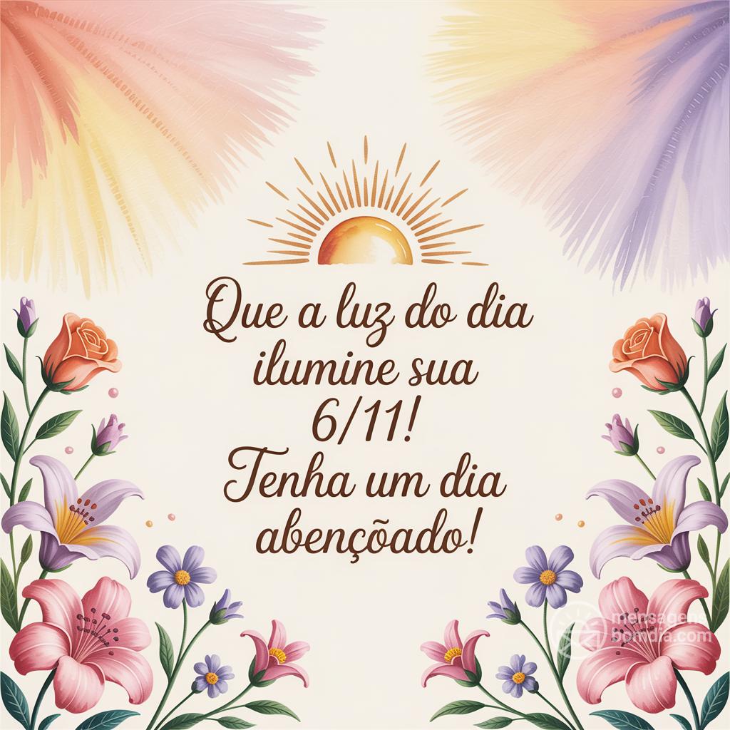 Que a luz do dia ilumine sua  6/11/! Tenha um dia abençoado!