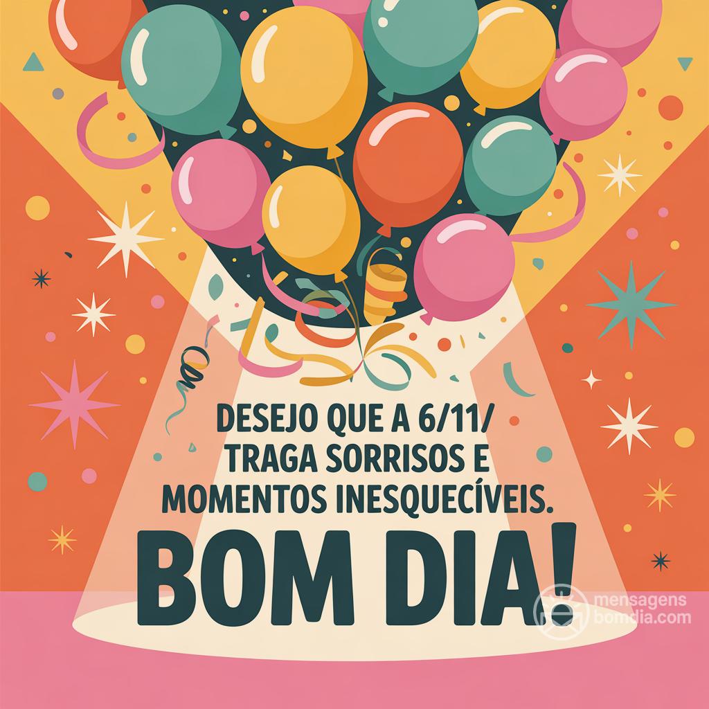 Desejo que a  6/11/ traga sorrisos e momentos inesquecíveis. Bom dia!