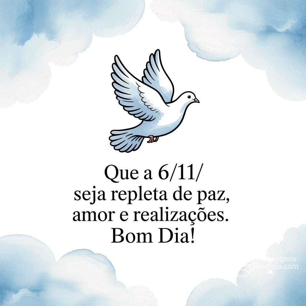 Que a  6/11/ seja repleta de paz, amor e realizações. Bom dia!